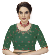 Nivah Fashion Women's  Satin Embroidery Saree with Heavy Work Blouse Piece