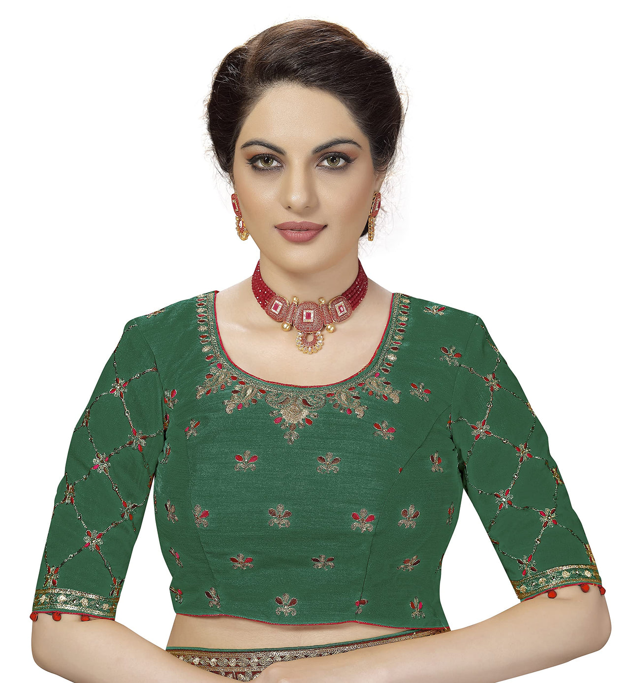 Nivah Fashion Women's  Satin Embroidery Saree with Heavy Work Blouse Piece