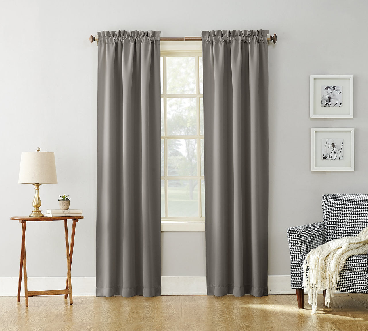 Sun Zero Easton Energy Saving Blackout Rod Pocket Curtain Panel, 40" x 63", Gray 40" x 63" Grey