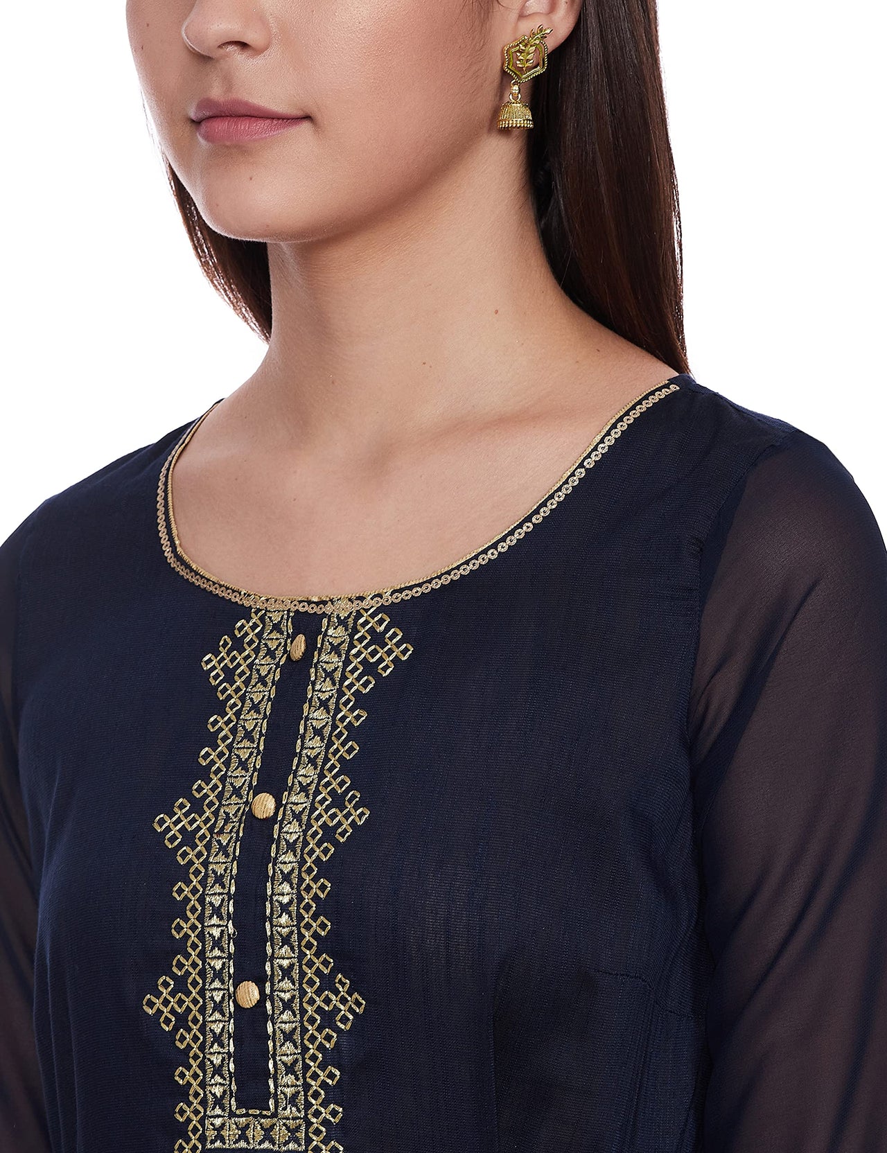 Aurelia Women's  Rayon Regular Kurta Blue M