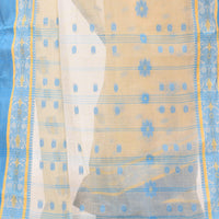 dB DESH BIDESH Women`s Traditional Bengal Phulkoli Woven Design Pure Handloom Cotton Saree Without Blouse Piece White Red