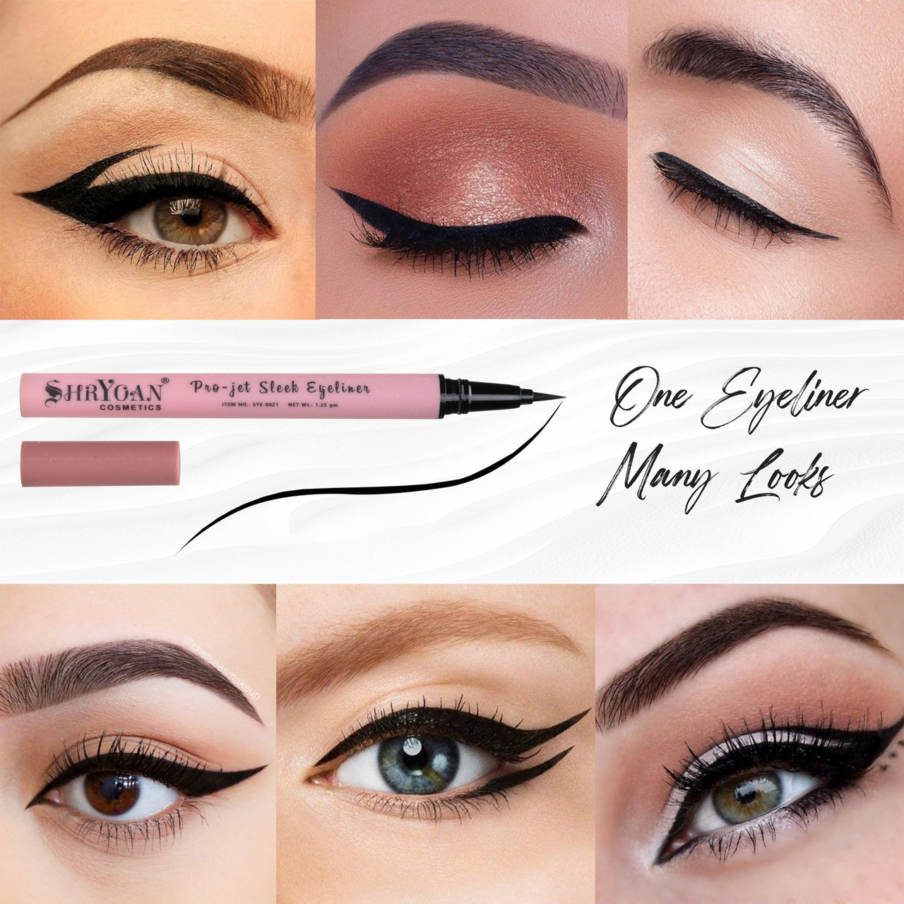 Shryoan Pro-Jet Sleek Black Eyeliner | Intense Black Finish |Quick Dry Formula |24-Hour Smudge-Proof Wear | Ideal for Professional and Everyday Use| 1.25g