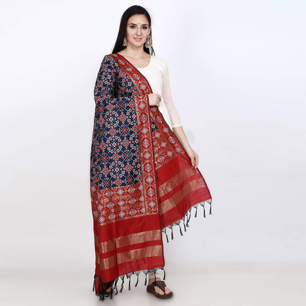 KAPAAHA Women's  Woven Design Silk Blend Dupatta Free Size