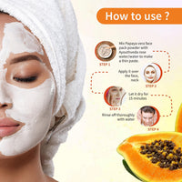 Ayouthveda Papaya and Aloe Vera Face Pack Powder for Glowing & Rejuvenating Skin | Removes Blemish & Wrinkle & Promotes Skin Health | Suitable for all skin Type (10g X 10 Sachets) (Pack of 3)