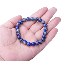 WRCXSTONE Natural 8mm Gorgeous Semi-Precious Gemstones Healing Crystal Stretch Beaded Bracelet Unisex Lapis Lazuli