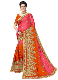 PANASH TRENDS Women's  Barfi Silk Heavy Embroidery Work Saree