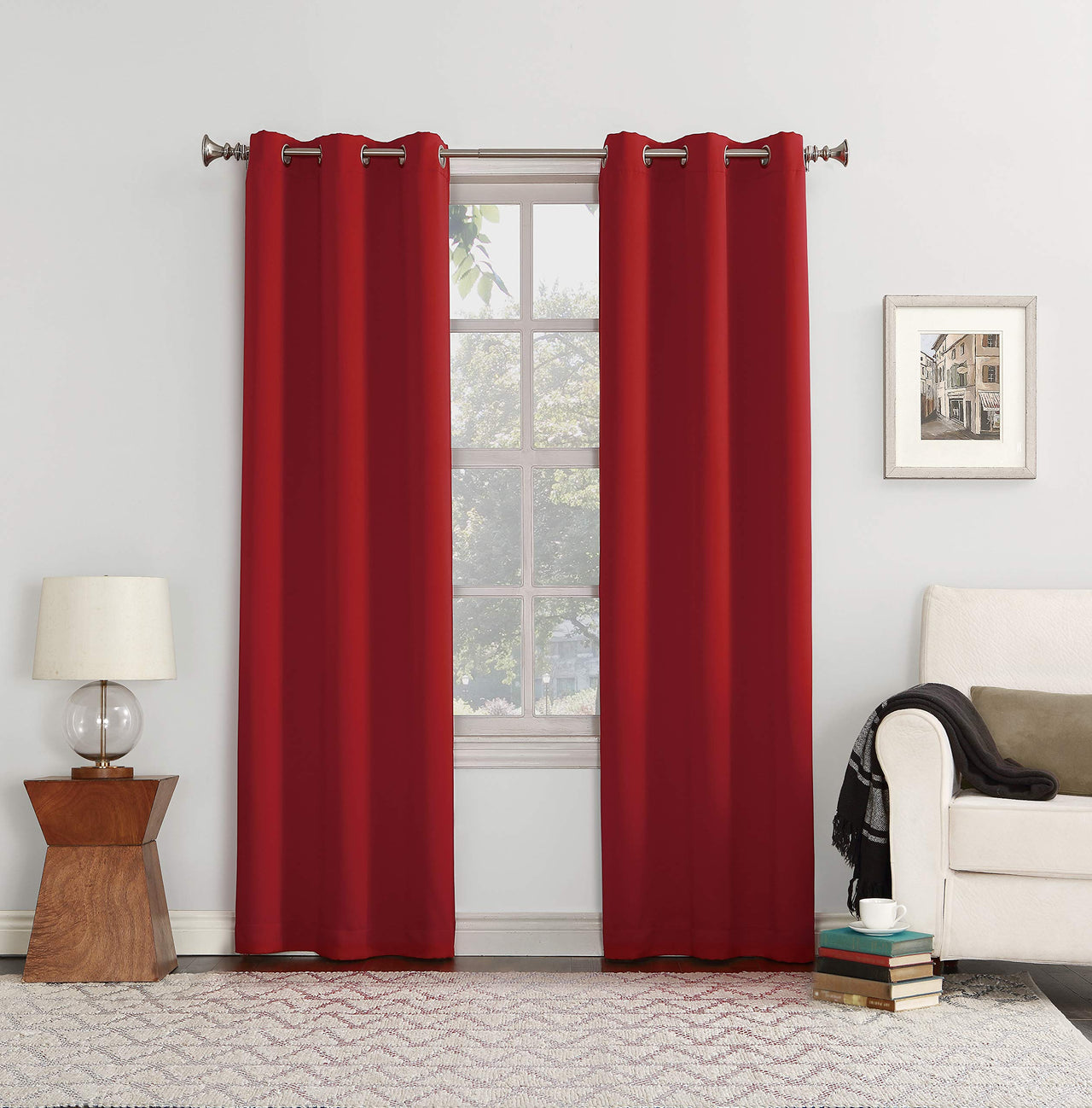 Sun Zero Easton Energy Saving Blackout Grommet Curtain Panel, 40" x 84", Red