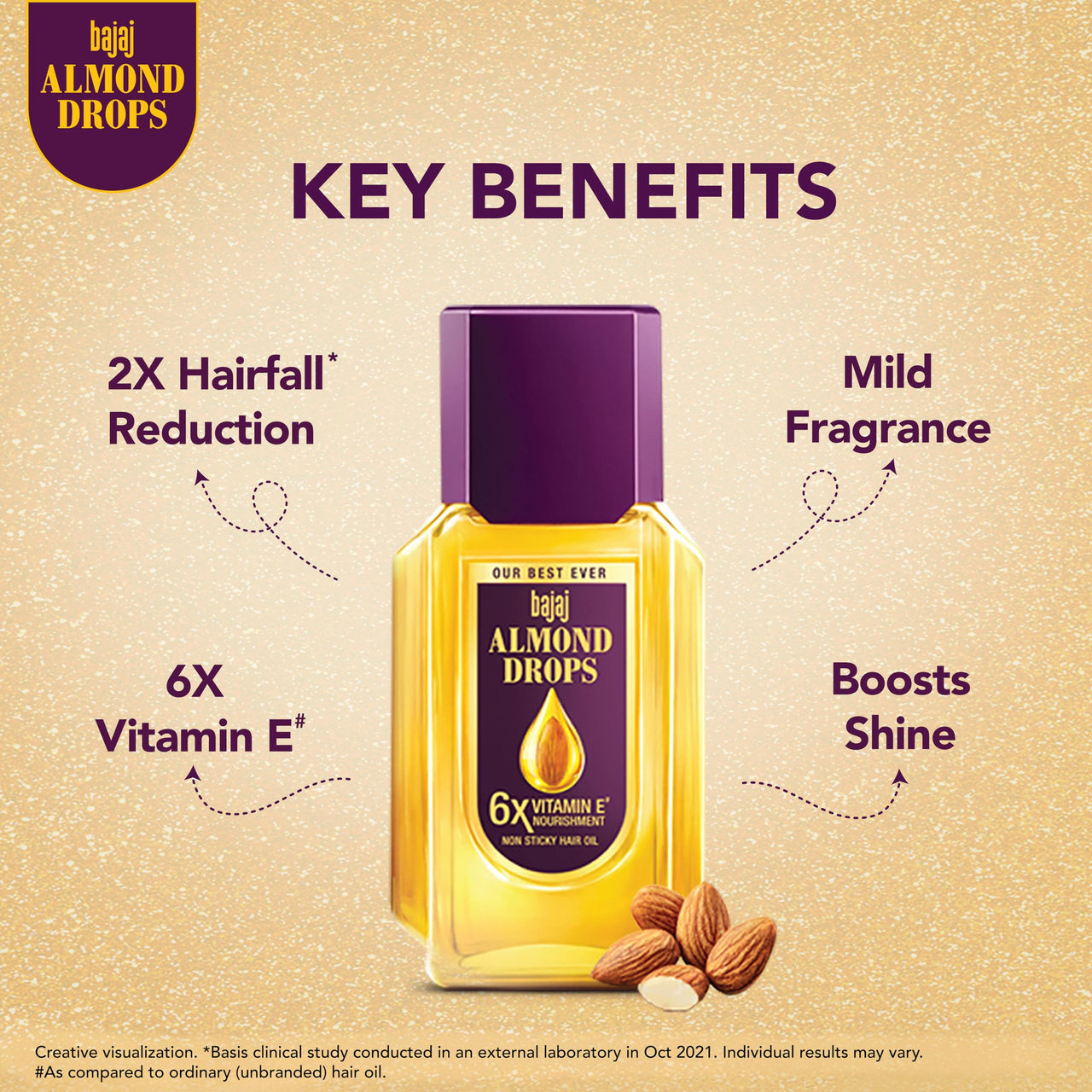 Bajaj Almond Drops Hair Oil, 625ml, Hair Oil, 6X Vitamin E, Almond Oil, Light and Non-Sticky, Hair Fall Control