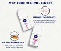 NIVEA Roll On Deodorants, Whitening Smooth Skin and Pearl & Beauty (Pack of 2) - in Eco-Friendly NIVEA Care Box | For Women | Beautiful Underarms & 48H Protection, 100 ml