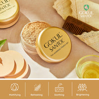 Gokul Santol Pure Sandalwood Makeup Powder - Flawless Skin, Blemish-Free Coverage for All Skin Types | 10g | Mattifying, Refreshing, Soothing, Brightening Formula