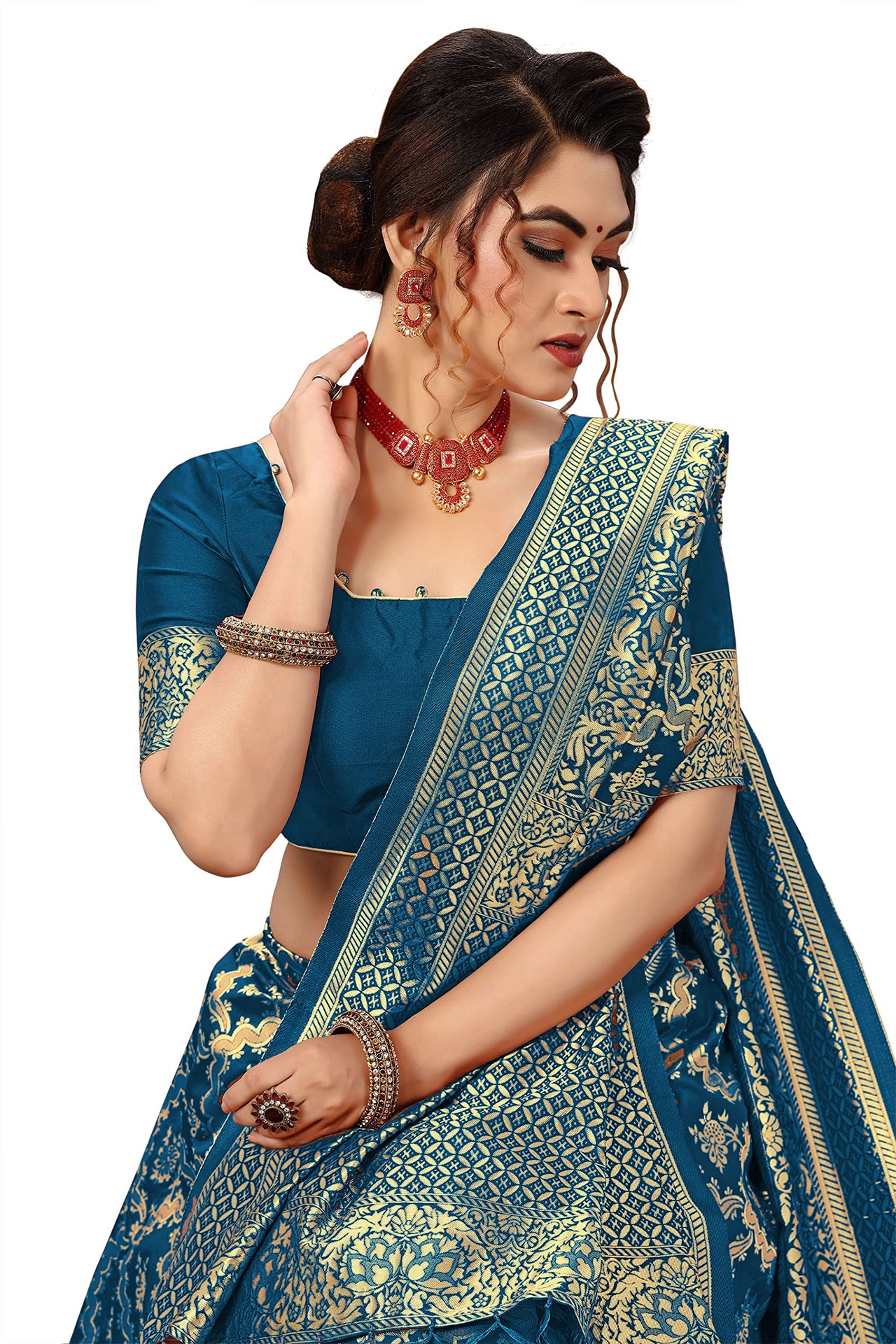 Nivah Fashion Women's  Banarasi Art Silk Saree with Blouse Piece