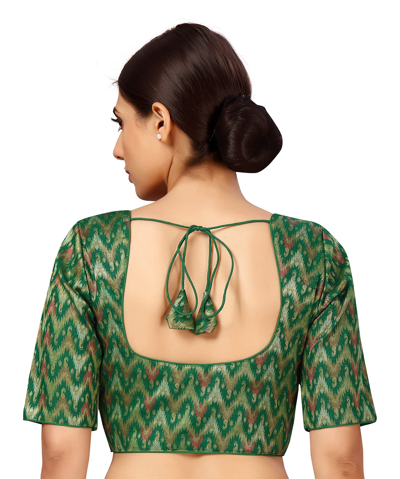 X3 Women's  Viscose Elbow Length Sleeves Soft Brocade Padded Saree Blouse