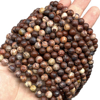 ABCGEMS Wood-Eye Jasper Beads (Exquisite Matrix- Mohs Hardness 7) Healing Energy Crystal Stone Ideal for Bracelet Necklace Ring DIY Jewelry Making Men Women Smooth Round Tiny 6mm Wood Eye Jasper