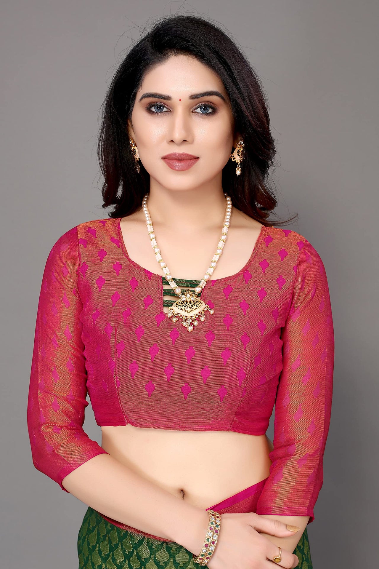 Winza Designer Women's  Chiffon Brasso Floral Printed Saree with Blouse Piece