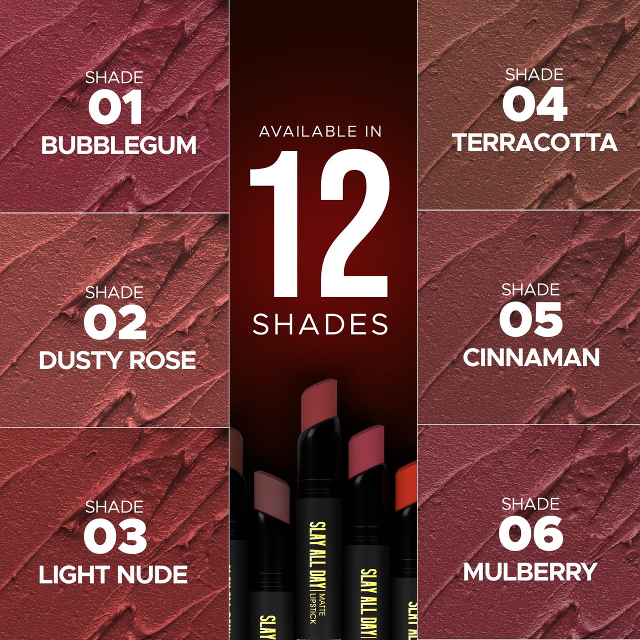 Hilary Rhoda Slay All Day Matte Lipstick | Transfer-proof & Smudge-proof | Long-Lasting & Premium Creamy Lipstick | Waterproof & Vibrant Colour lipstick | 2.6g (Bubblegum - Shade 01)