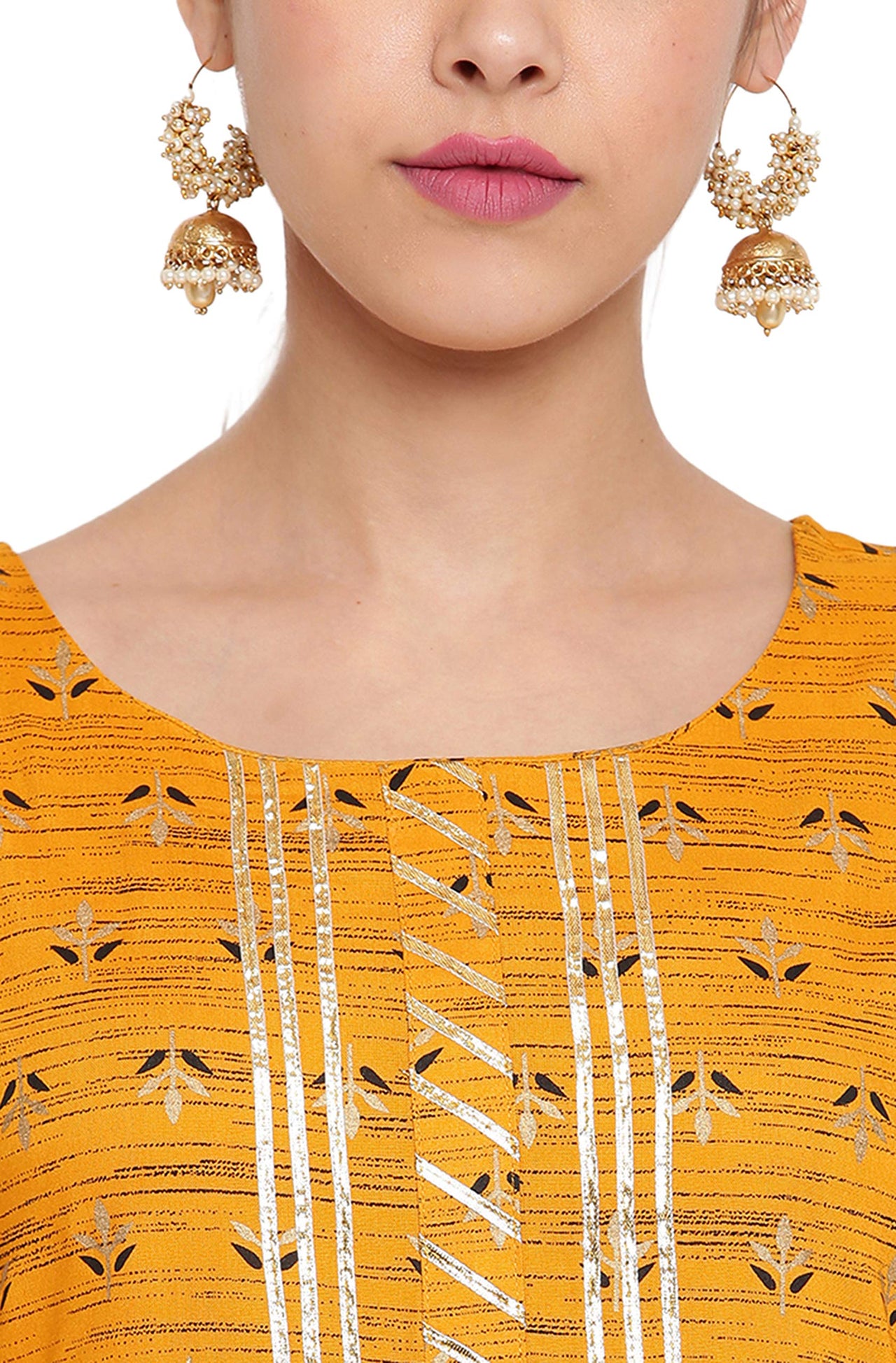 Janasya Women's  Mustard Rayon Straight Kurta with Pant and Dupatta