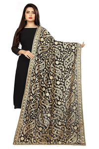 AKSHAR LLC Women's  Embroidered Chiffon Dupatta