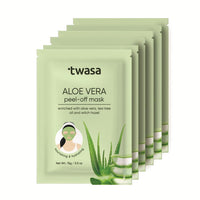 Twasa Aloe Vera Peel Off Mask | Face Mask For Anti Acne, Hydration and Soothing with Aloe Vera Extract, Tea Tree Oil, Witch Hazel Extract & Vitamin E | Peel Off Mask For Instant Glow, 90gm