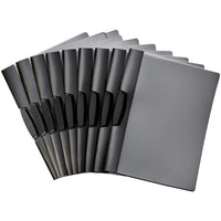 Basics Report Folder Cover with Clip, Pack of 10, Grey 10-Pack