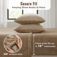 Sleep Philosophy True North Fleece Sheet Set Full, Solid Color, Warm & Plush Sheets Soft Fleece Bedding Full Size Sheets, Fitted Pocket Fits Up to 16