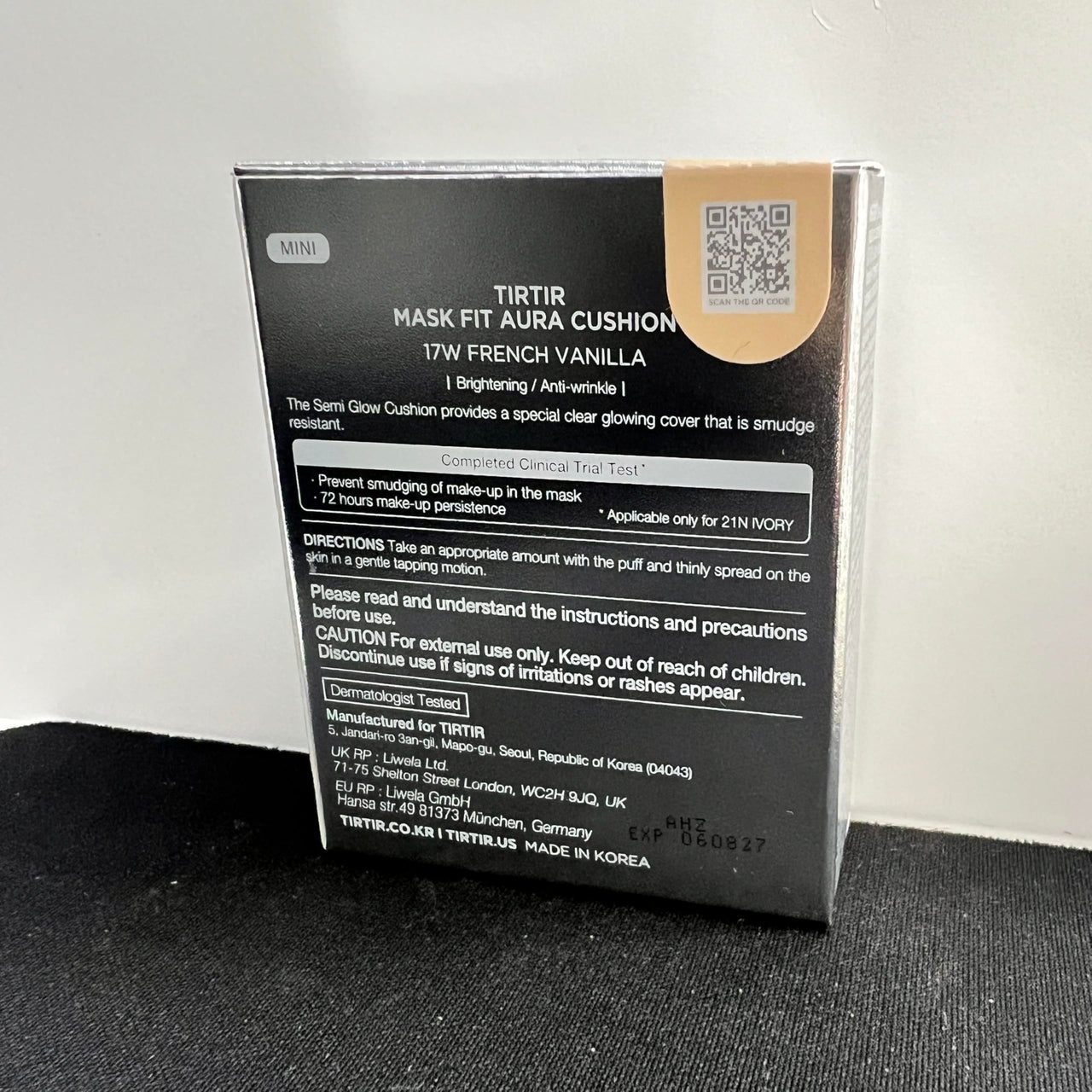 TIRTIR Mask Fit Aura Cushion Foundation, Full coverage, Skin fit, Satin Glow Finish, Korean Cushion Foundation #17W FRENCH VANILLA, 4.5g