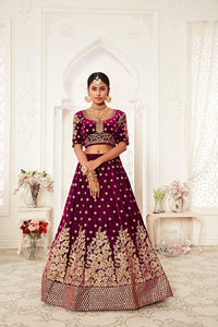 Zeel Clothing Women's  Velvet Semi stitched Lehenga