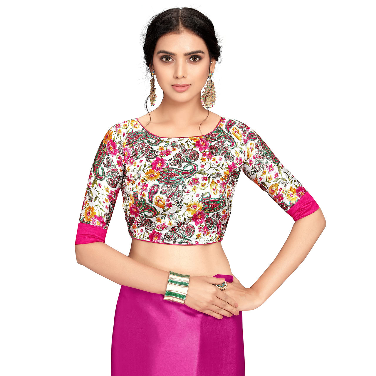 Cloud walker Women Soft Satin Silk Saree With Digital Printed Unstiched Blouse Piece(5.5m Saree +0.8m Blouse Piece).