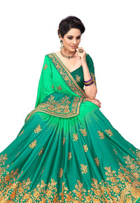 PANASH TRENDS Women's  Barfi Silk Heavy Embroidery Work Saree