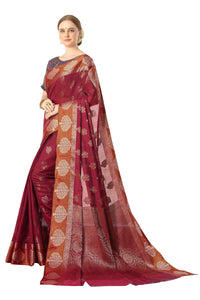 Jaam Silk Fashion Women's  kanjivaram Woven Pattu Silk Blend Saree with Blouse Piece