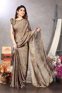 MIRCHI FASHION Women's  Stylish Chiffon Floral Printed Saree with Blouse Piece