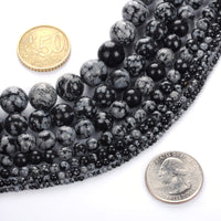 Natural Stone Beads 4mm Snowflake Gemstone Round Loose Beads Crystal Energy Stone Healing Power for Jewelry Making DIY,1 Strand 15