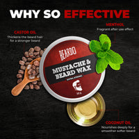 Beardo Beard and Mustache Wax, 50 gm | Beard Wax for Beard & Mustache Styling | Long Lasting Extra Strong Hold Wax for Men | Beard Hair Wax for Smooth, Shiny & Healthy Beard