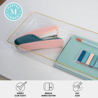 Martha Stewart Kerry Plastic Stackable Office Desk Drawer Organizers, 15