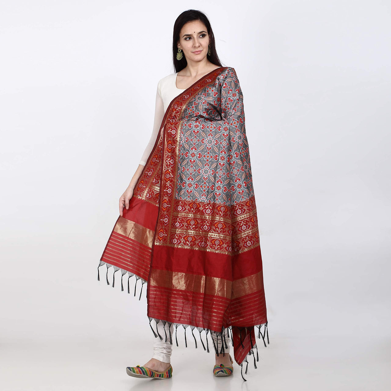 KAPAAHA Women's  Woven Silk Blend Patola Dupatta/Chunni Enough