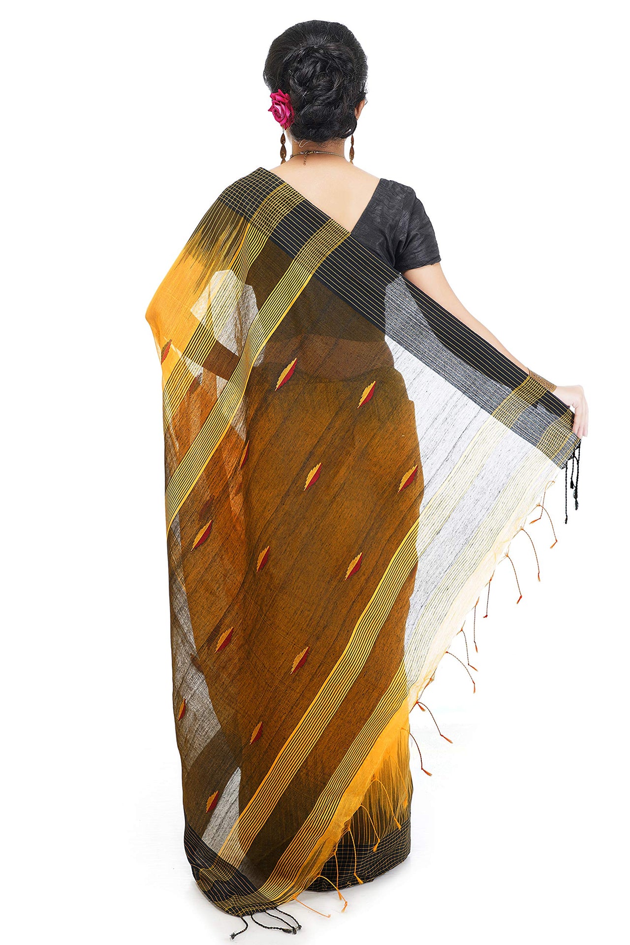 WoodenTant Women’s Ikkat Cotton Silk Saree