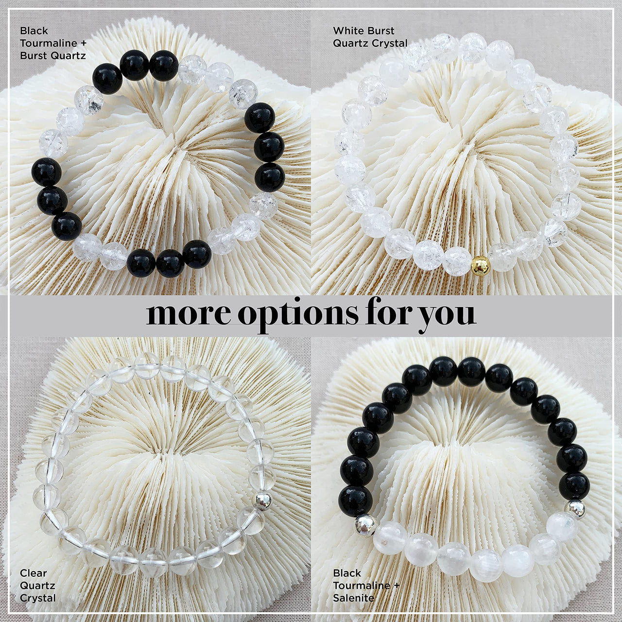 Joyfulmuze Clear Quartz Crystal Bracelet, Chakra Healing Energy Balancing, Simple Natural Stone, Handmade Jewelry Gift, Gold and White, 8mm 7”wrist (Burst - Clear Crystal) Burst - Clear Crystal