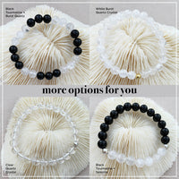 Joyfulmuze Clear Quartz Crystal Bracelet, Chakra Healing Energy Balancing, Simple Natural Stone, Handmade Jewelry Gift, Gold and White, 8mm 7”wrist (Burst - Clear Crystal) Burst - Clear Crystal