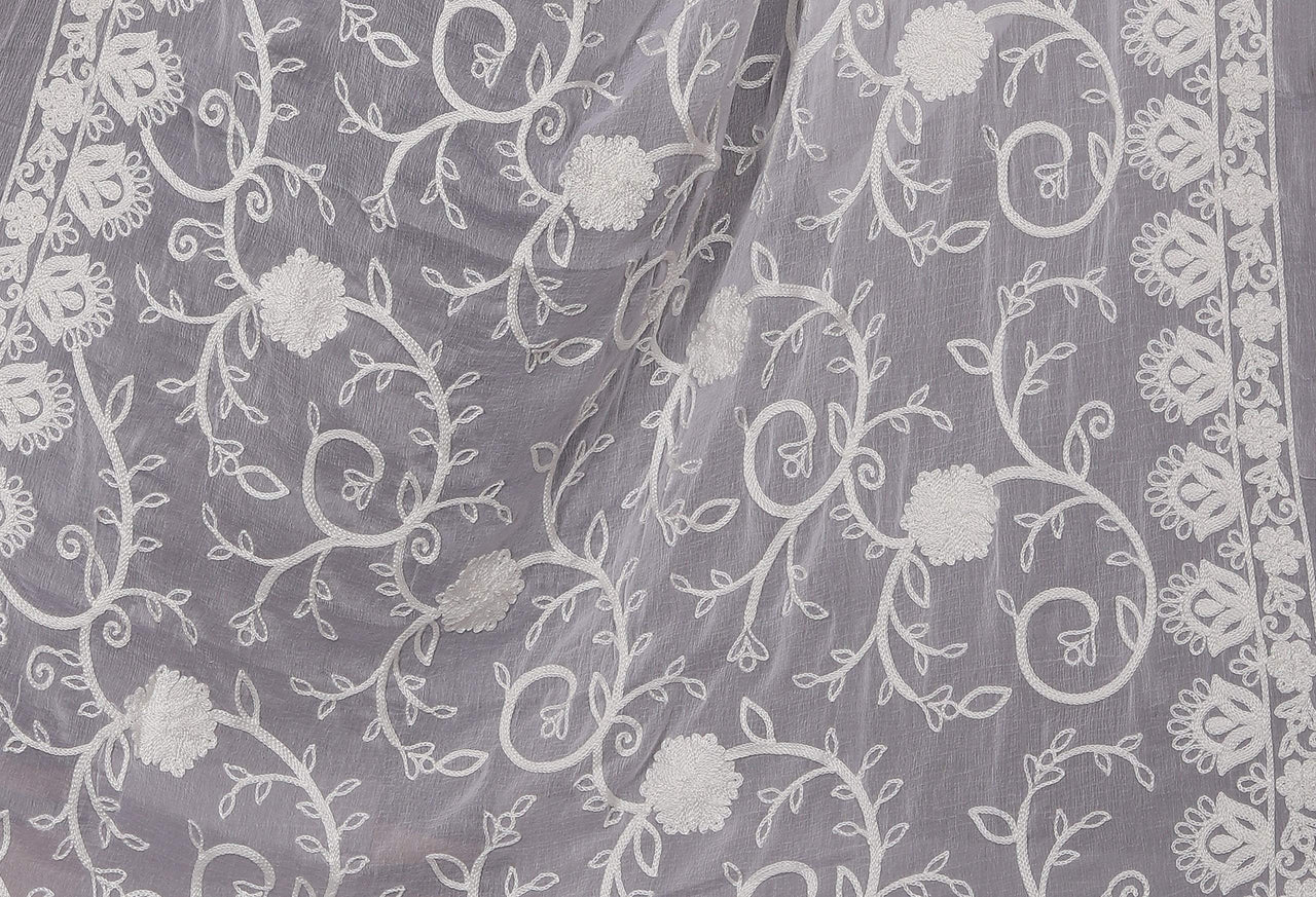 AKSHAR LLC Miss India Women's  Chiffon Dupatta With Karachi Embroidery Work