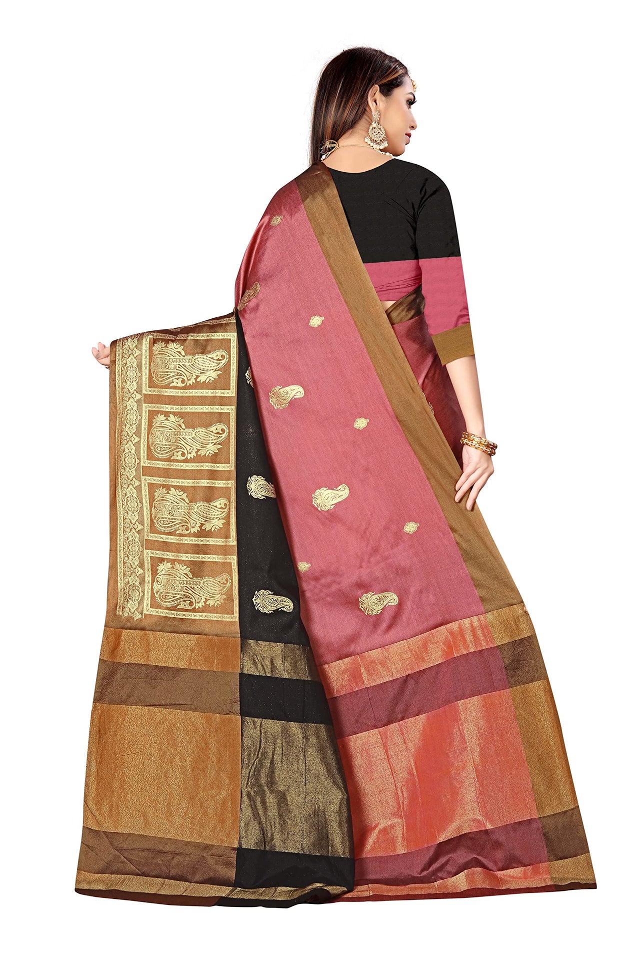 GRECIILOOKS Women Soft Cotton & Silk Saree For Women Banarasi Saree With Un-stitched Blouse piece