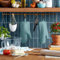 KitchenAid Ribbed Soft Silicone Oven Mitt 2-Pack Set, Mineral Water Aqua, 7.5