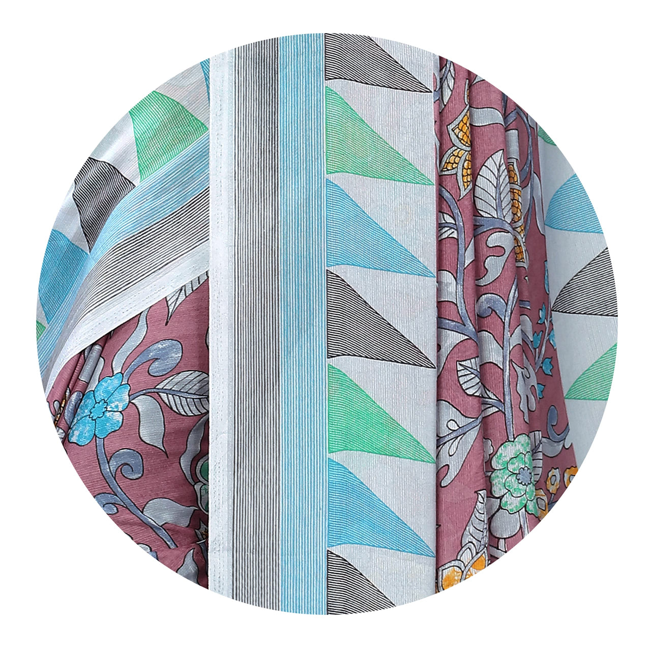 MIRCHI FASHION Women's  Stylish Chiffon Floral and Geometric Printed Saree with Blouse Piece