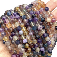 ABCGEMS Mexican Aqua Rainbow Fluorite Beads (Rare Color, Mohs Hardness 4) Healing Energy Crystal Stone Ideal for Bracelet Necklace Ring DIY Jewelry Making Craft Men Women Smooth Round 8mm Aqua Rainbow Fluorite (From Mexico)
