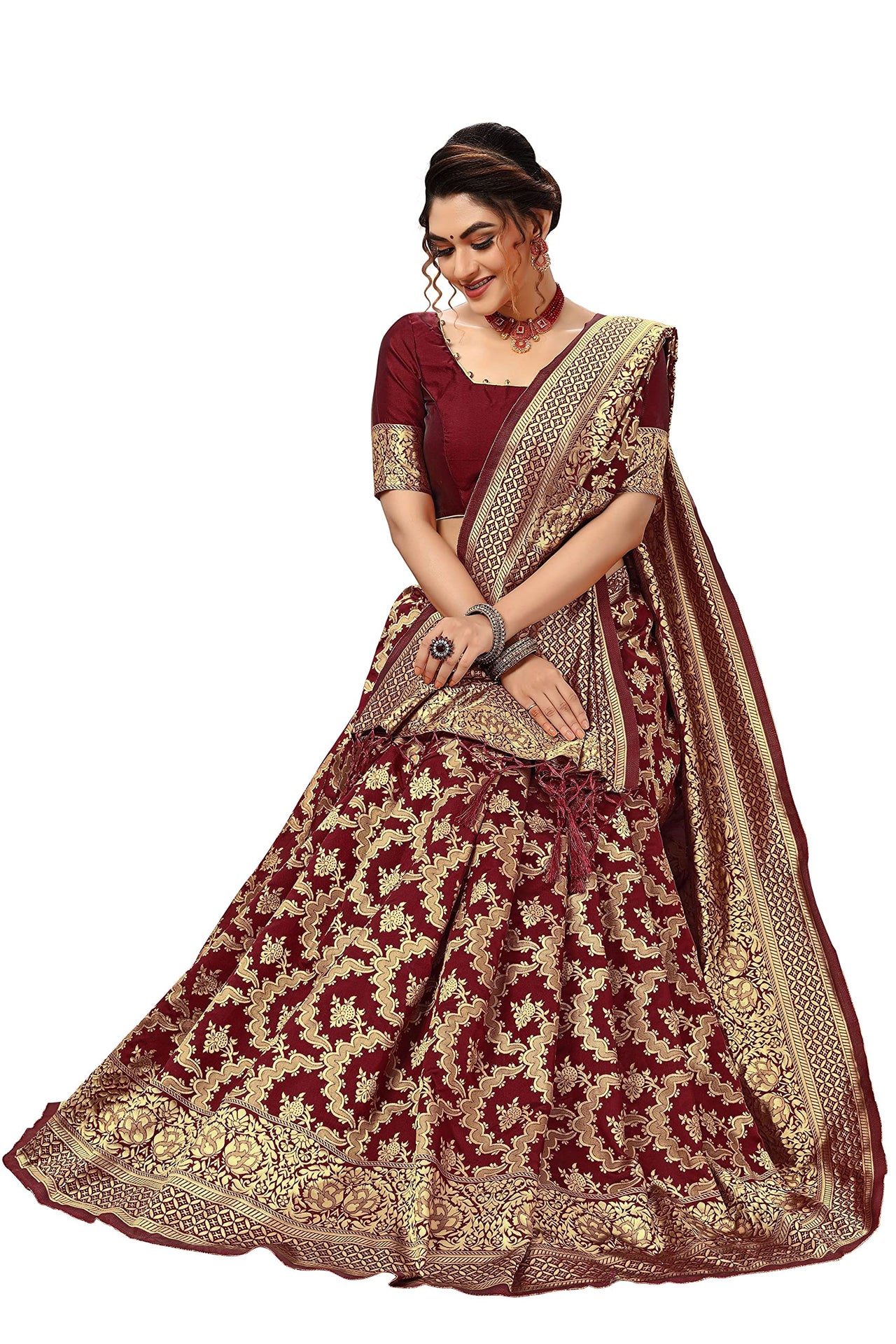 Nivah Fashion Women's  Banarasi Art Silk Saree with Blouse Piece