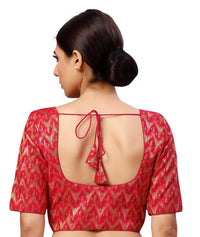 X3 Women's  Viscose Elbow Length Sleeves Soft Brocade Padded Saree Blouse