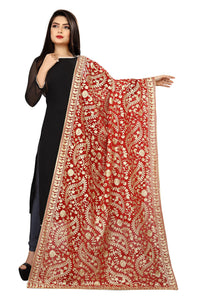 AKSHAR LLC Women's  Embroidered Chiffon Dupatta