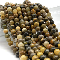 ABCGEMS Indonesian Bumble Bee Jasper Beads (Mine Inside an Active Volcano at Mount Papandayan, West Java) Healing Crystal Stone Ideal for Bracelet Necklace Ring DIY Jewelry Making Smooth Round 8mm Bumble Bee Jasper (From Indonesia)