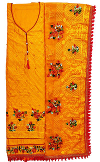 AAHIRA Women Jam Cotton Unstitched Salwar Suit Dress Material With Heavy Embriodery And Phulkari Dupatta(Free Size, Vidhya)