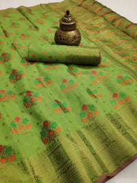 Divine International Trading Co Women's  Chanderi Saree With Blouse Piece