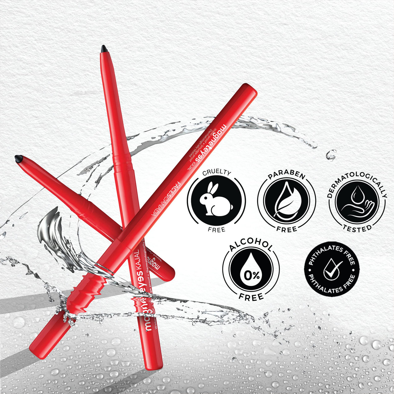 FACESCANADA Magneteyes Metallic Kajal Pencil - Black,0.35G (Pack Of 8)|24 Hr Long Stay|One Stroke Smooth Glide|Waterproof,Smudgeproof&Fadeproof|Deep Matte Finish|Enriched With Almond Oil & Vitamin E