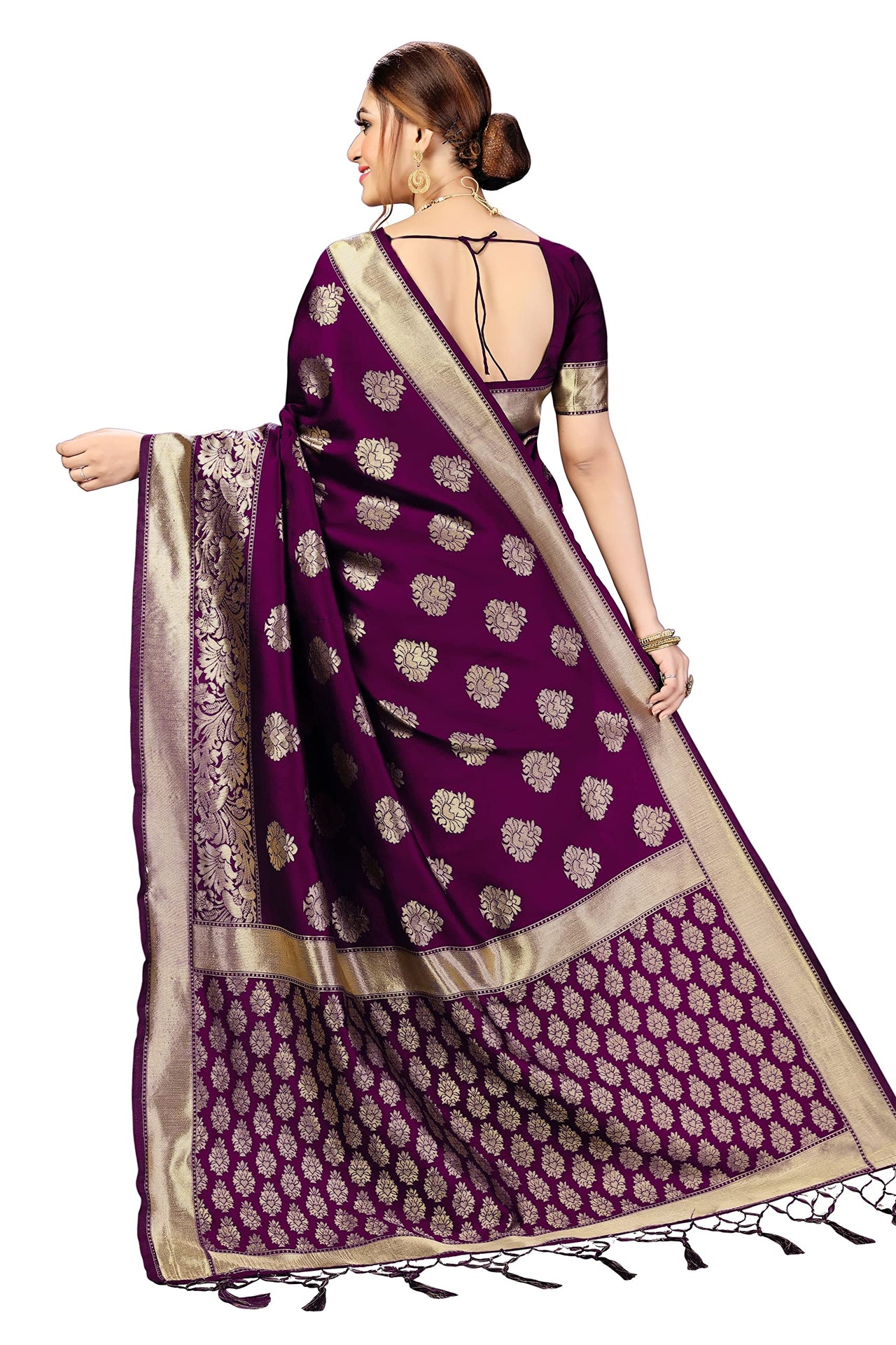 PANASH TRENDS Women's  Kanchipuram Banarasi Art Silk Saree with Blouse Piece
